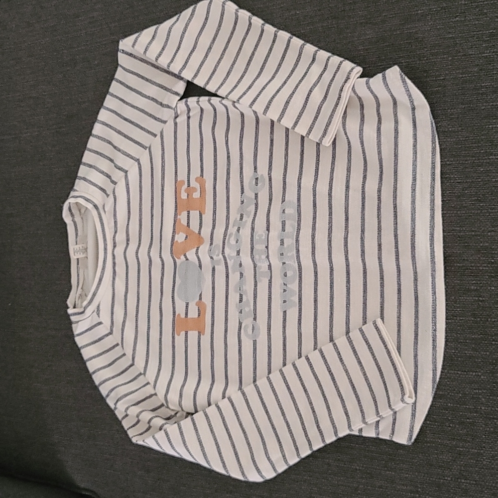 Peek Love is Changing the World Long Sleeve Striped Tee Girls XL 12